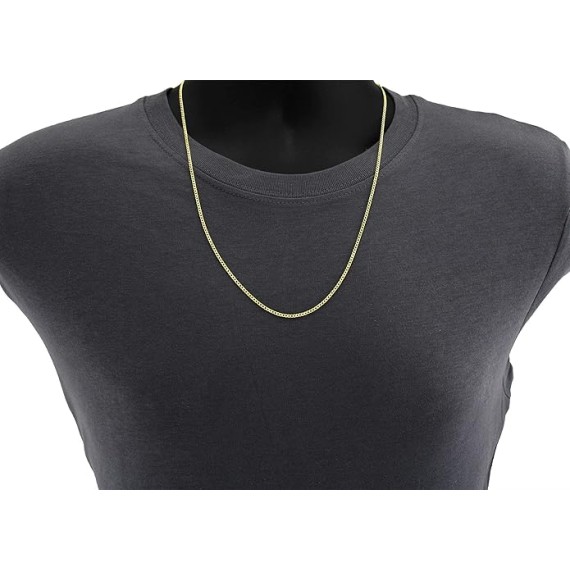 10K Gold Unisex 2.2mm Italian Cuban Curb Link Chain Necklace- 10K Necklaces, 10 Karat Gold Chain, 16" 18" 20" 22" 24" 26" 28" 30"