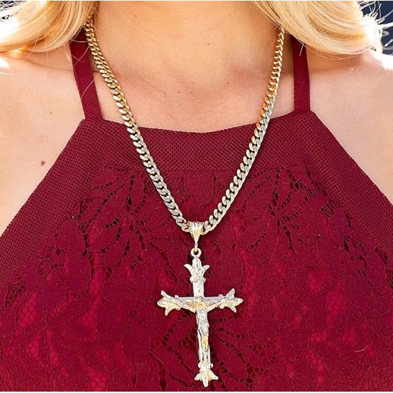 Saint Thomas Cross Necklace 24k Real Gold Plated Jumbo Size