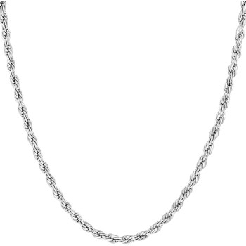 2mm Gold Rope Chain for Men & Women 24k Real Gold Plated Diamond Cut Gold Necklace for Women & Necklace for Men 14 to 36 Inch | Gold | White Gold