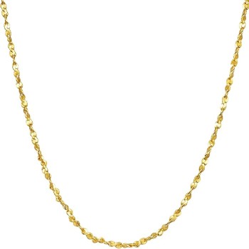 1.2mm Twisted Nugget Chain Necklace 24k Real Gold Plated