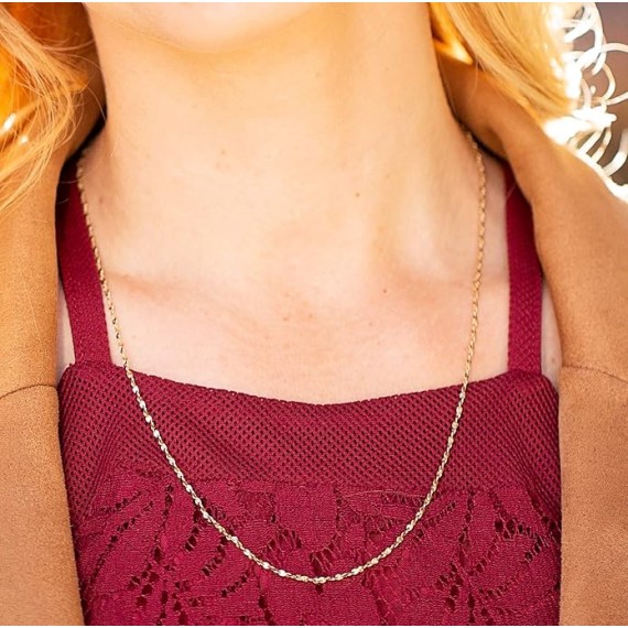 1.2mm Twisted Nugget Chain Necklace 24k Real Gold Plated