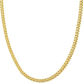 3mm Curb Link Chain Necklace for Women and Men 24k Gold Plated
