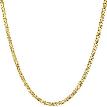2.2mm Curb Link Chain Necklace for Women & Men 24k Gold Plated
