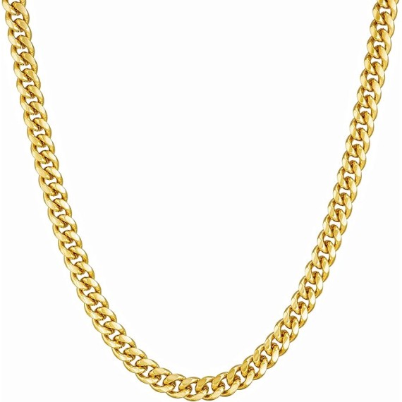 4.5mm Cuban Link Chain Necklace for Women & Men 24k Gold Plated