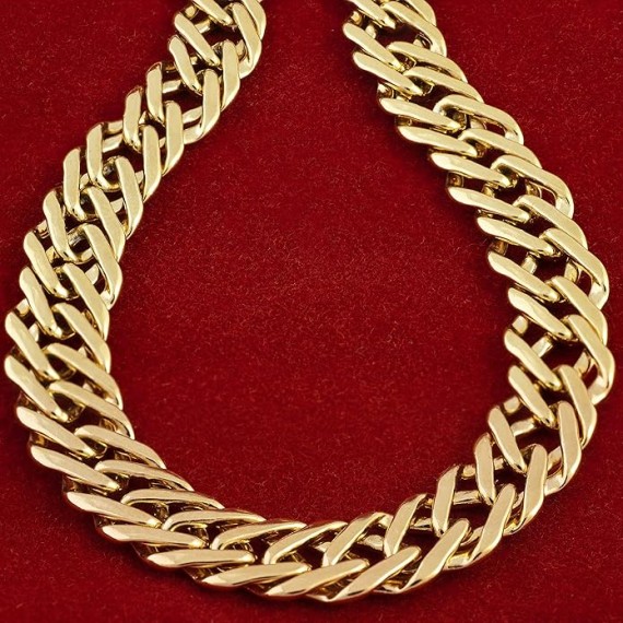 7.7mm Venetian Chain Necklace for Women & Teen 24k Gold Plated