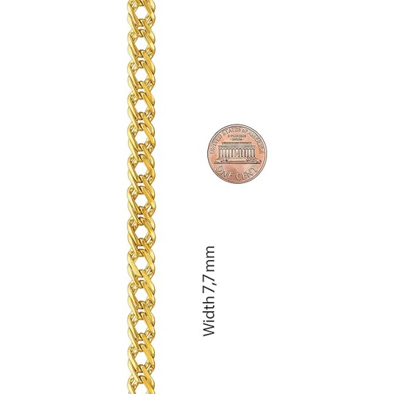 7.7mm Venetian Chain Necklace for Women & Teen 24k Gold Plated