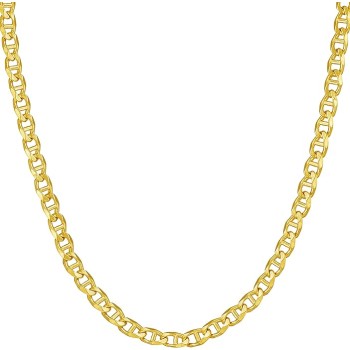 3mm Mariner Link Chain Necklace for Women & Men 24k Gold Plated