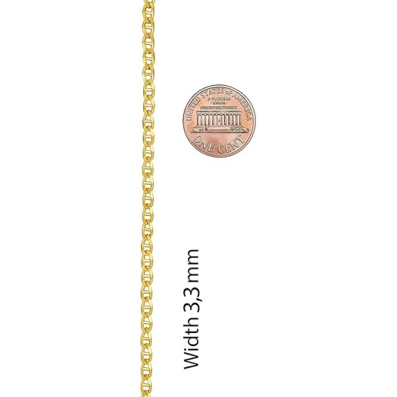 3mm Mariner Link Chain Necklace for Women & Men 24k Gold Plated