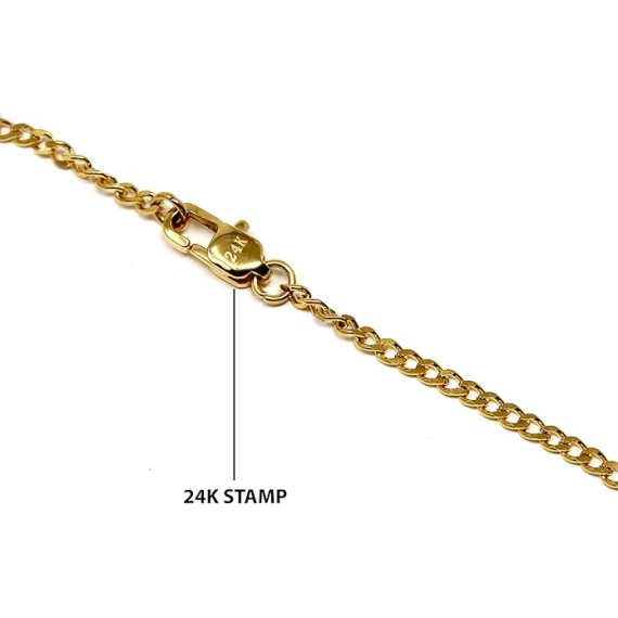 24K Gold Chain Style Cross Pendant Necklace Solid Clasp for Men, Husband, Thin for Charms Miami Cuban Link Diamond Cut