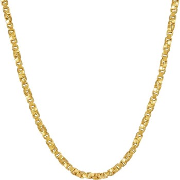 2.6mm Twisted Box Chain Necklace 24k Gold Plated Women and Men