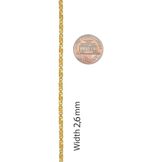 2.6mm Twisted Box Chain Necklace 24k Gold Plated Women and Men