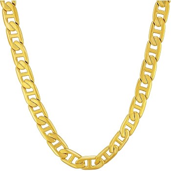 5mm Mariner Link Chain Necklace for Women & Men 24k Gold Plated