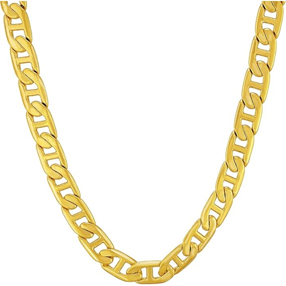 5mm Mariner Link Chain Necklace for Women & Men 24k Gold Plated