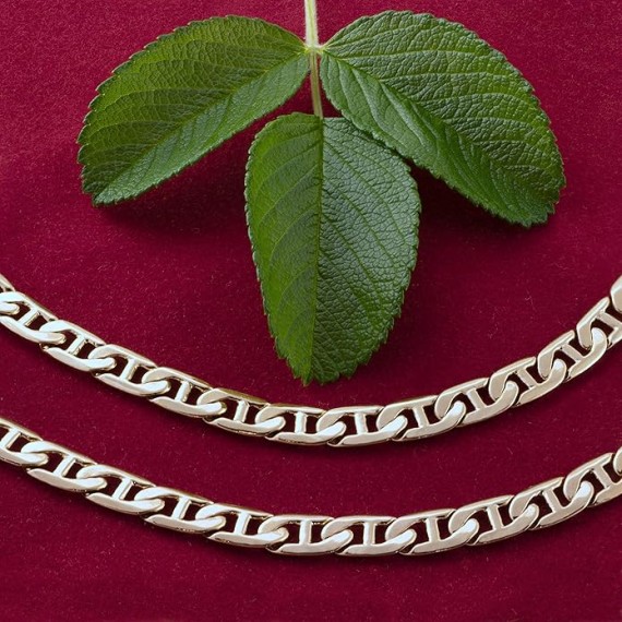 5mm Mariner Link Chain Necklace for Women & Men 24k Gold Plated