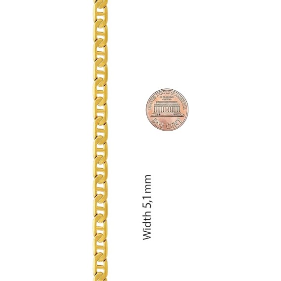 5mm Mariner Link Chain Necklace for Women & Men 24k Gold Plated