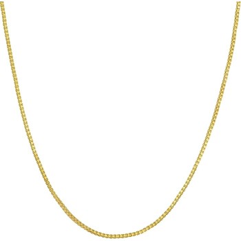 1mm Box Chain Necklace for Women and Men 24k Real Gold Plated