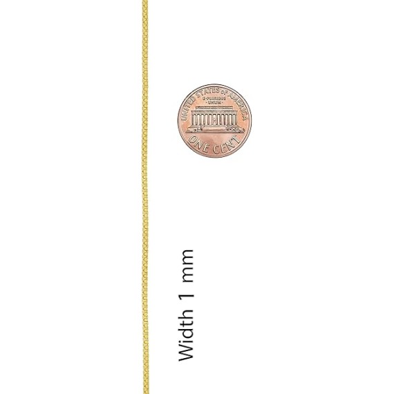1mm Box Chain Necklace for Women and Men 24k Real Gold Plated