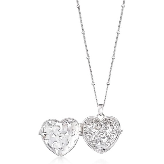 Sterling Silver Heart Locket Necklace With Diamond Accent