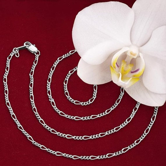 1.5mm Figaro Chain Necklace Women and Men 24k Real Gold Plated