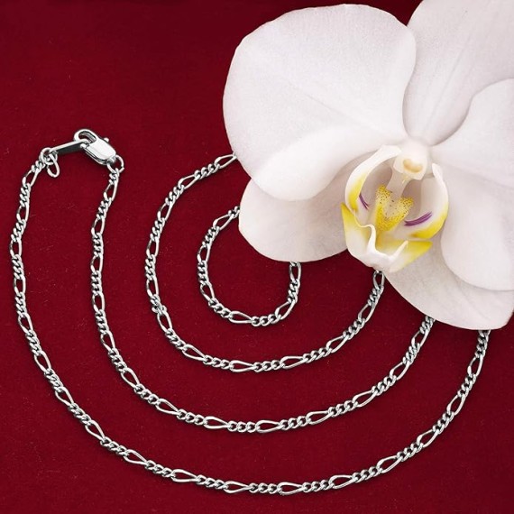1.5mm Figaro Chain Necklace Women and Men 24k Real Gold Plated