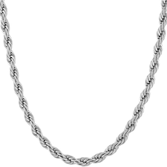 5mm White Gold Chain for Men & Women 24k Real Gold Plated Diamond Cut Gold Rope Chain for Men & Gold Chain Necklace Women 16 to 36 Inch