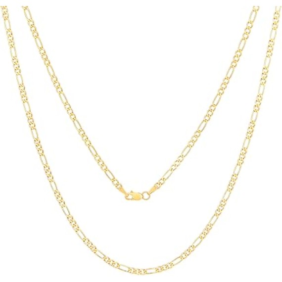 10k Real Yellow Gold Figaro Link 2.5mm Chain Necklace (16"-26") Italian Jewelry for Men & Women