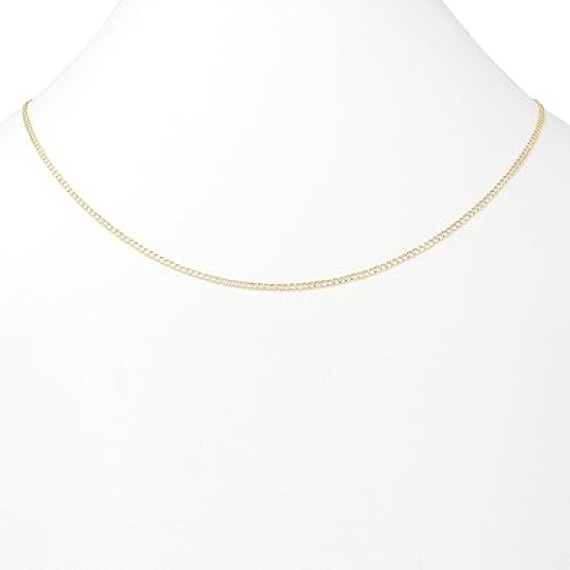 10k Real Yellow Gold Cuban Curb Link 2mm Diamond Cut Pave Chain Necklace (16"-24") Two Tone Italian Jewelry for Men & Women