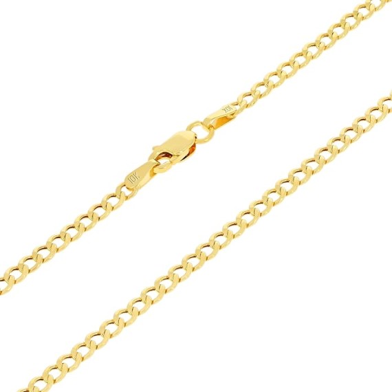 10k Real Yellow Gold Cuban Curb Link 2.5mm Chain Necklace (16"-26") Italian Jewelry for Men & Women