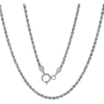 10k Real White Gold 1.5mm Rope Chain Diamond Cut Necklace (14"-26") Dainty Italian Jewelry for Men & Women