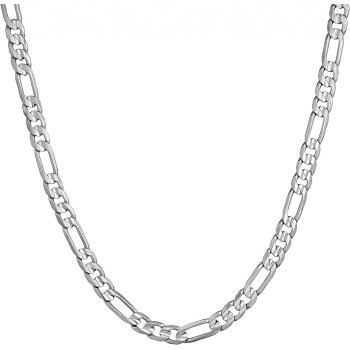 4mm Figaro Chain Necklace 24k Gold Plated for Men Women & Teens
