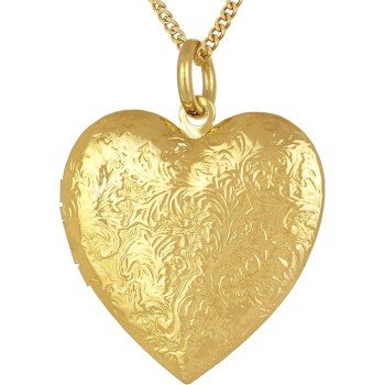Antique Heart Locket Necklace That Holds Pictures 24k Gold Plated