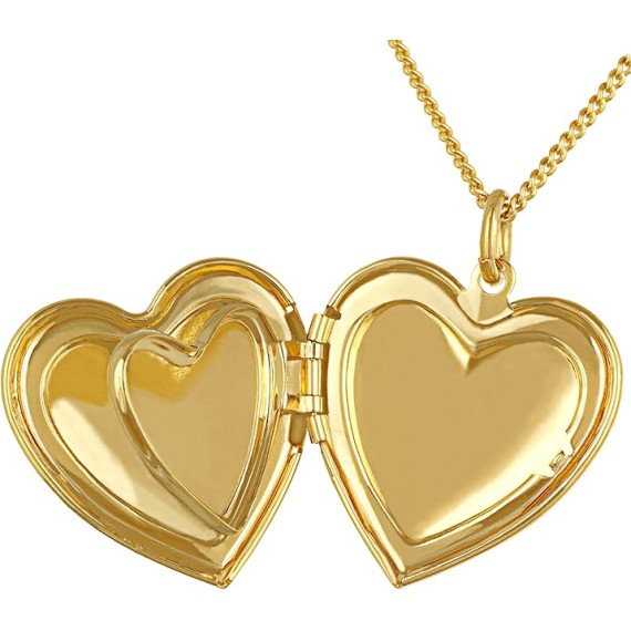 Antique Heart Locket Necklace That Holds Pictures 24k Gold Plated