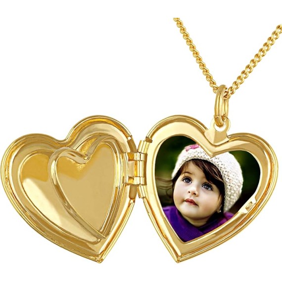 Antique Heart Locket Necklace That Holds Pictures 24k Gold Plated