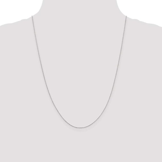 10k White Gold .6mm Solid Diamond-Cut Cable Chain Necklace