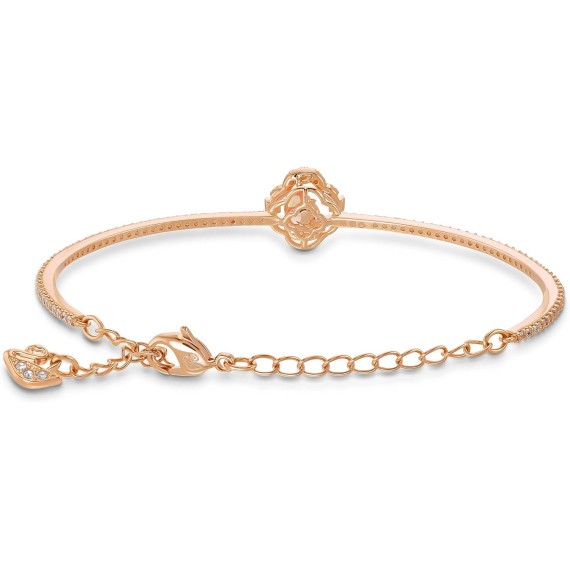 Sparkling Dance Clover Necklace, Earrings, and Bracelet Jewelry Collection, Rose Gold Tone Finish, Pink Crystals, Clear Crystals