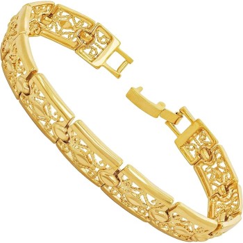 Filigree Bracelet for Women and Men 24k Real Gold Plated Charm
