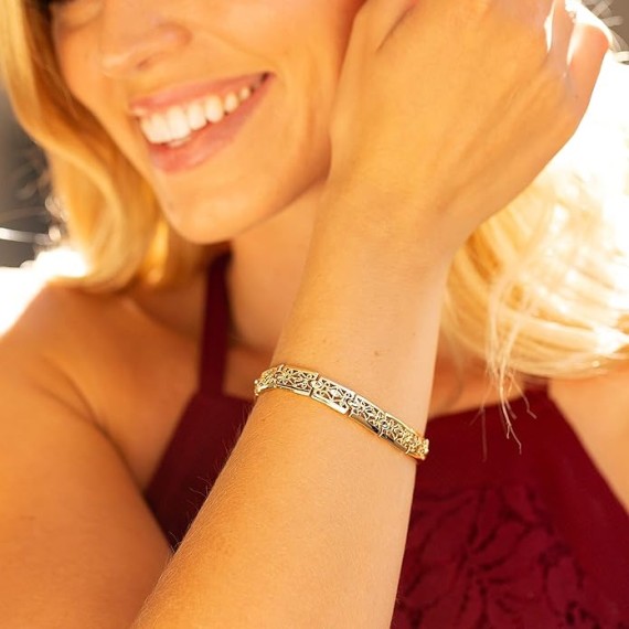 Filigree Bracelet for Women and Men 24k Real Gold Plated Charm