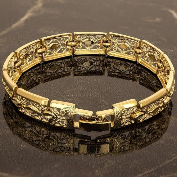 Filigree Bracelet for Women and Men 24k Real Gold Plated Charm