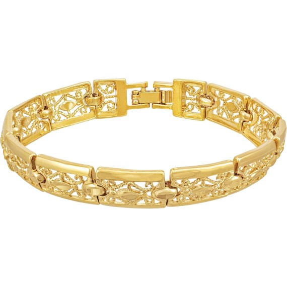 Filigree Bracelet for Women and Men 24k Real Gold Plated Charm
