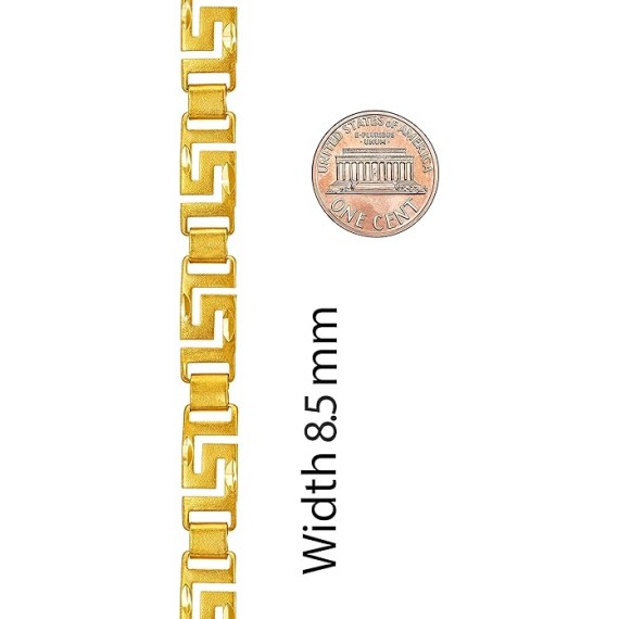 8.5mm Greek Key Bracelet for Women and Men 24k Real Gold Plated