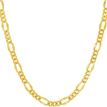 4.5mm Rounded Figaro Chain Necklace for Men & Women 24k Gold Plated