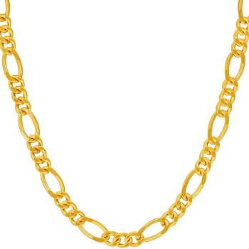 5.5mm Rounded Figaro Chain Necklace 24k Real Gold Plated