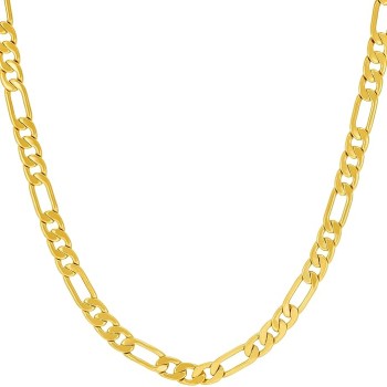 Flat Figaro Chain Necklaces for Men & Women 24k Real Gold Plated (4mm, 5.5mm & 7mm)
