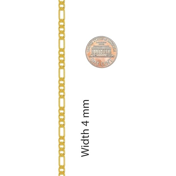 Flat Figaro Chain Necklaces for Men & Women 24k Real Gold Plated (4mm, 5.5mm & 7mm)