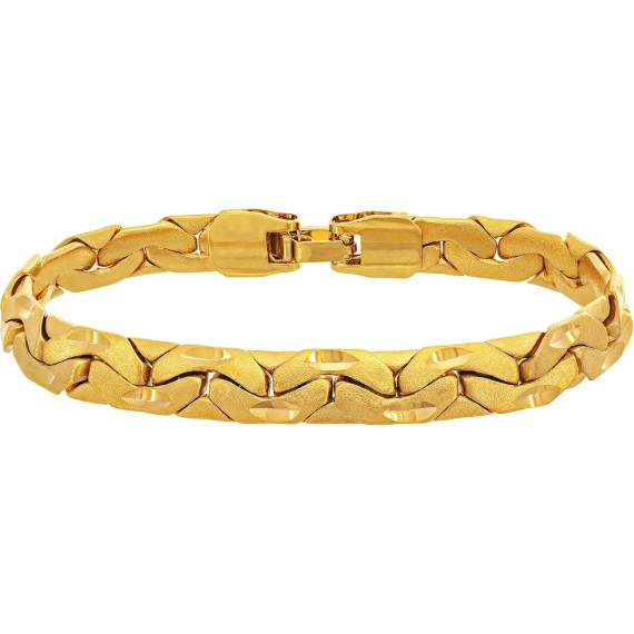7.5mm Brushed Riccio Bracelet 24k Gold Plated for Women and Men