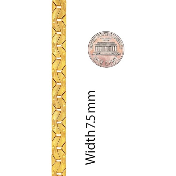 7.5mm Brushed Riccio Bracelet 24k Gold Plated for Women and Men