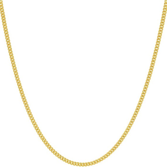 1.7mm Curb Link Chain Necklace for Women & Men 24k Gold Plated