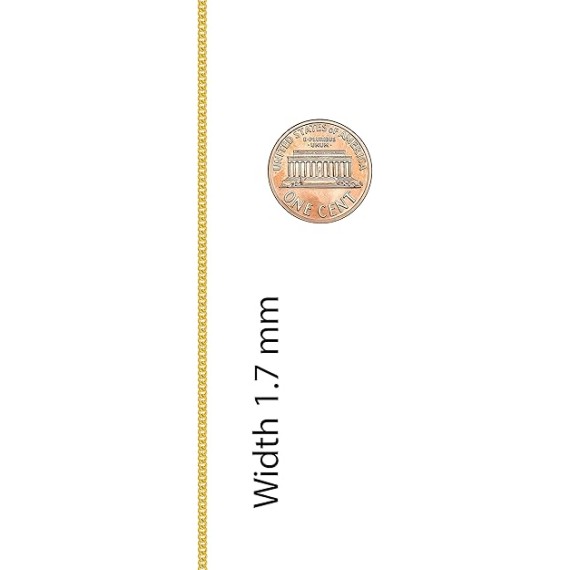 1.7mm Curb Link Chain Necklace for Women & Men 24k Gold Plated