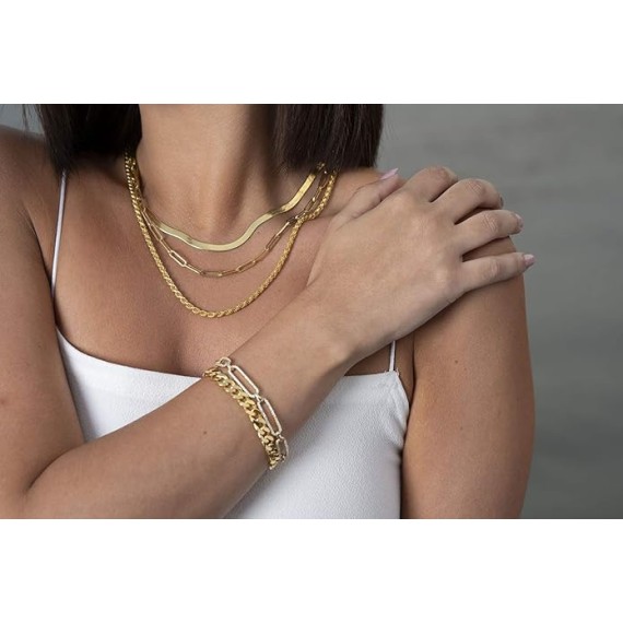 925 Sterling Silver 3mm Paperclip Chain Necklace for Women - Choose Your Color and Length