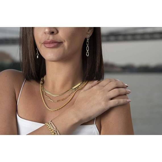 925 Sterling Silver 3mm Paperclip Chain Necklace for Women - Choose Your Color and Length